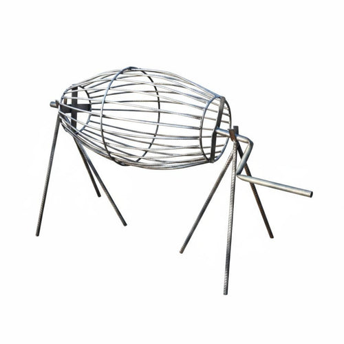 Manual Rotating Grill Basket Handmade Cylindrical Barbecue Grill Four Legged Outdoor Cooking