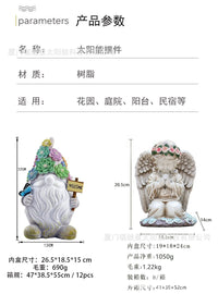 Outdoor Solar Light Resin Gnome Statue Lawn Decoration