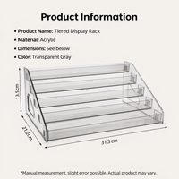 Tiered Display Shelf Desktop Organizer, 5 Clear Riser for Makeup Vanity, Cosmetics Storage Stand, Acrylic for Collectibles