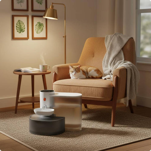Gravity Water Feeder Non-Electric Feline Water Fountain No Power Needed