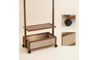 Clothes Rack with Storage Bin Freestanding Garment Rack with Shelves Mobile for Students, Renters, Bedroom, Dorm Room, Entryway