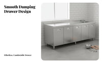 Minimalist Design Kitchen Cabinet with Integrated Countertop Easy to Clean Stainless Steel Kitchen Cabinet Waterproof Cupboard Scratch Resistant for Landlords, Homeowners, Rental Property, Apartment, Dining Room, Garage