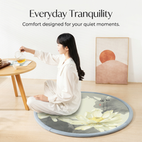 Zafu Meditation Cushion for Floor, Round Pad with Lotus Pattern, Thick Padded Pillow for Prayer and Meditators, 23.6 Inch