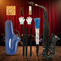 Alto Saxophone with Carrying Case Black Metal Finish Alto Saxophone with Windway Component Frosted for Beginners