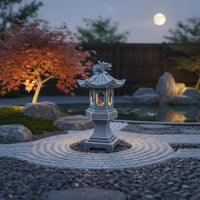 Solar Pagoda Lantern Decorative Light Resin Courtyard Lantern for Landscape