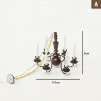 Metal Antique Six-Light Ceiling Lamp with Architectural Sand Table Model