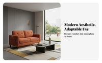 Small Space Solution Minimalist Fabric Sofa Simple Design Corduroy Loveseat Modern design Couch Sturdy Wooden Legs for Apartment Dwellers, duos, Students, Living Room, Reception Area, notice Lounge, Bedroom