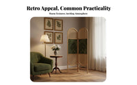 Foldable Arched Top Woven Partition French Inspired Woven Panel separater Vintage design Folding Screen Freestanding for Homeowners, Remote Workers, Interior Decorators, Entryway, Bedroom, Office, Studio Apartment