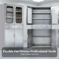 Medical Instrument Cabinet Resistant Stainless Steel Cabinet Rust-Resistant Steel Storage Locker for Pharmacists, Lab Technicians