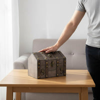 Antique Design Storage Box with Lock Sturdy Wood Construction Decorative Storage Box Wooden Treasure Chest Handmade