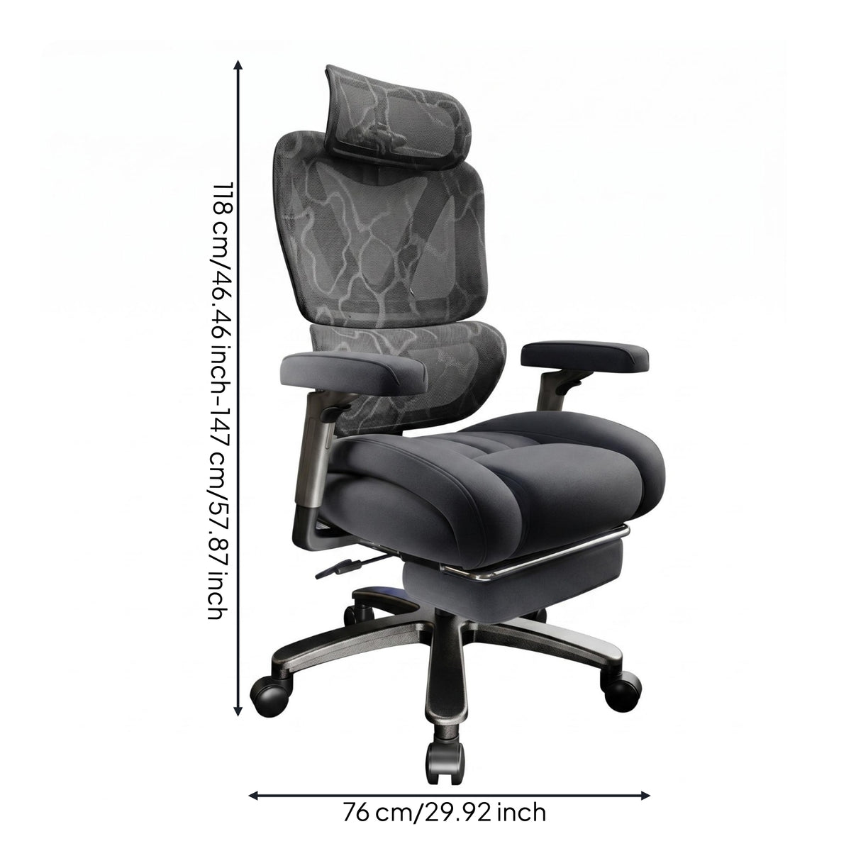 Ergonomic Mesh Office Chair Heavy-Duty High Rear Mesh Chair 4D Armrests for Tall People, Heavier Users