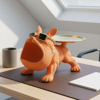 Canine Key Holder Ornament Light Luxury Design French Canine Statue Tray Multi-Functional Dog Figurine Key Holder for Entryway, Housewarming, Desktop