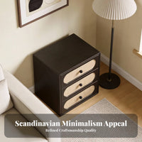 3-Drawer Rattan Bedside Table Multi-Functional Nightstand Easy Assembly