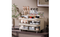 Cosmetic Storage Box with Drawers Transparent Makeup Organizer with Drawers Space Saving Rotating Makeup and Jewelry Organizer for Dresser Top