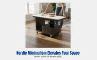 Cream Style Movable Sintered Stone Coffee Table for Living Room, Small Space