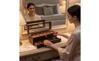 Watch Box with Glass Lid 6-Slot Watch Box with Drawer Sturdy Wooden Jewelry Organizer for Vanity