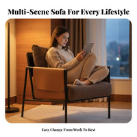 Modern Design Saddle Armrest Armchair High-Resilience Cushion Lounge Chair Stain-Resistant Indoor Furniture Breathable Textile for Business Owners, Interior Designers, Homeowners, Reception Area, Office, Coffee Shop, Living Room