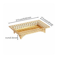 Ornate Metal Tray Golden Finish Ornate Tray Openwork for Tabletop Display