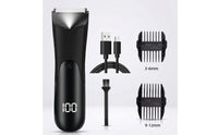 Rechargeable Body Trimmer with Guide Comb Cordless Electric Body Hair Trimmer Portable Grooming Tool with Light Compact for Men, Home, Travel