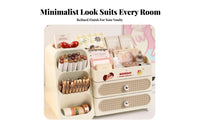 Large Capacity Cosmetic Organizer with Drawers Compartmentalized Design Makeup Holder No Assembly Required Tabletop Storage for Dermatological Care Enthusiasts, Students, Gift Givers, Dressing Table, Bedroom, Bathroom Countertop, Dorm Room