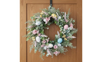 Easter Oval Wreath Pastel Colors Easter Wreath Reusable for Entryway