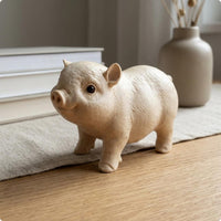 Carved Wooden Pig Figurine Realistic Wooden Pig Figurine Wood Grain Home Decor