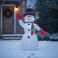 Waving Inflatable Snowman with Top Hat Outdoor Christmas Inflatable Snowman Giant Lawn Decoration Oversized