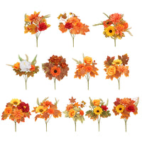 Artificial Maple Leaf Bunch with Sunflowers for Autumn Thanksgiving Decor