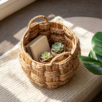 Rattan Hamper Handwoven Rattan Basket Two Handles for Bathroom