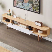 Narrow TV Cabinet Space Saving Minimalist TV Console Sturdy Build Wooden Media Stand with Legs for Small Apartment, Homestay, Bedroom