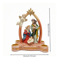 Resin Nativity Candle Holder Pink-Toned Nativity Candle Holder Religious Scene