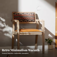 Upholstered Vrear Chair Retro design Dining Seat sturdy Wood Legs for Cafe Owners