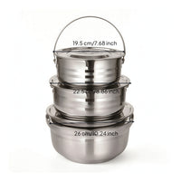 Camping Cookware Set Stainless Steel Camping Pots and Pans Space-Efficient-Saving Cookware with Lids for Campers, Backpackers, Picnics
