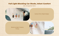 Car window sun shield, retractable side window screen, sunblock protection, privacy, infant, universal fit, easy to install, black