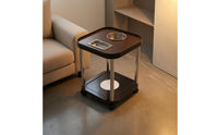 Board Top Mahjong Side Table Stainless Steel Game Side Table Rounded Corners Lower Shelf