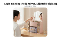 Desktop vanity Case with Mirror and Drawers Large Capacity for Bathroom, Women