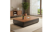 Sleek Coffee Table with Drawers Rustic Storage Coffee Table Minimalist Furniture Easy Assembly for Living Room