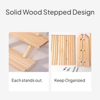 Hardwood Jewelry Display Stand with Tiered Steps, Detachable