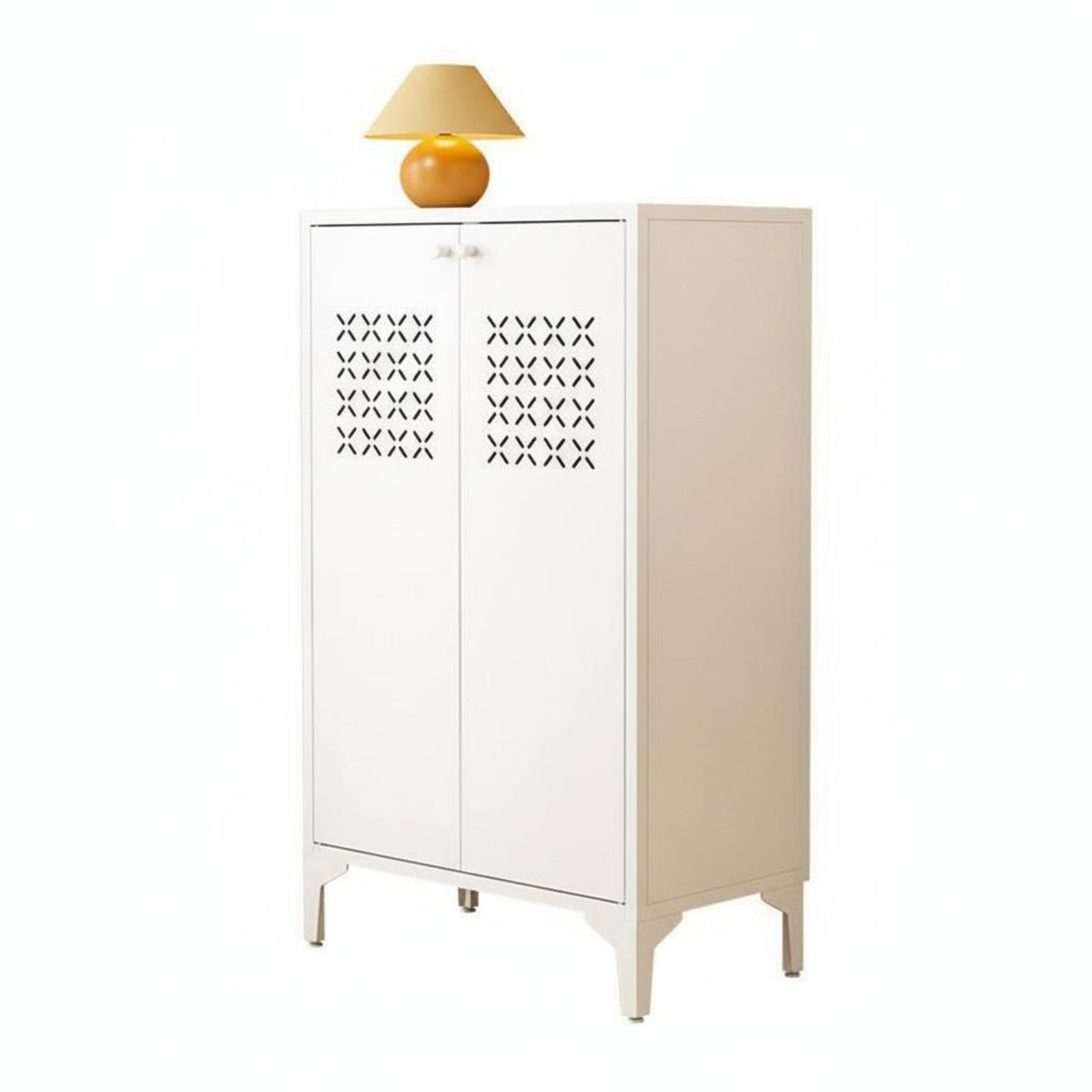 Entryway Shoe Storage Cabinet with 5-tier Adjustable Shelves Metal Shoe Organizer Large Capacity Slim Shoe Cabinet Ventilated Lockable Design Suitable for Home Hallway Mudroom