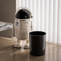 Modern Minimalist Astronaut Trash Can with Slide Lid, Large Capacity, Dual Buckets, PP Material