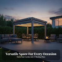 Modern Garden Gazebo Heavy Duty Aluminum Pergola Rustproof Waterproof Outdoor Canopy for Property Managers, Business Owners, Courtyard, Backyard, Deck