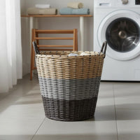 Imitation Rattan Laundry Basket Multi-Purpose Woven Plastic Storage Bin
