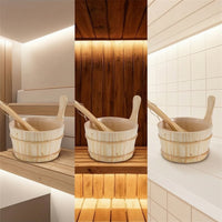 Sauna Pail with Liner Sturdy Wooden Pail with Ladle Long-Lasting for Spa