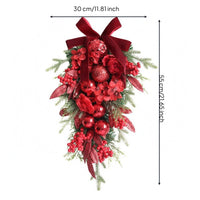 Teardrop Wreath Large Bow Christmas Wreath Layered Floral Christmas Swag for Wall