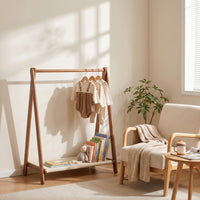 Triangular Frame Clothes Rack Freestanding Clothes Rack with Shelf Furniture Foldable Space-Saving for Children, Entryway