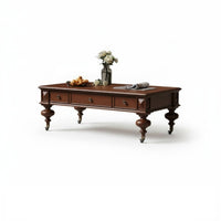 Coffee Table with Drawers Solid Wood Oak Coffee Table Vintage for Living Room