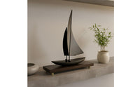 Metal Sailboat Ornament Layered Sails Display Piece Metallike for Tabletop