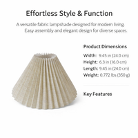 Home Decoration Table Lamp Shade for Living Room Decor, Removable Linen Material Lampshade for Floor and Large 24cm Pleated Design