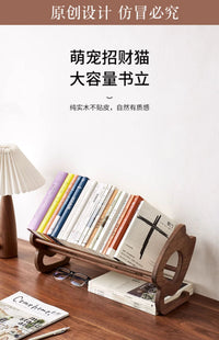 Wooden Expandable Bookend, Large Capacity Desk Book and File Organizer