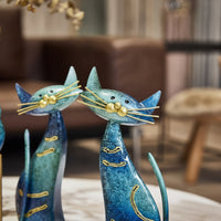 3 Pieces Cat Figurine Metal Feline Sculpture Sculpture Modern Decor for Art Collectors